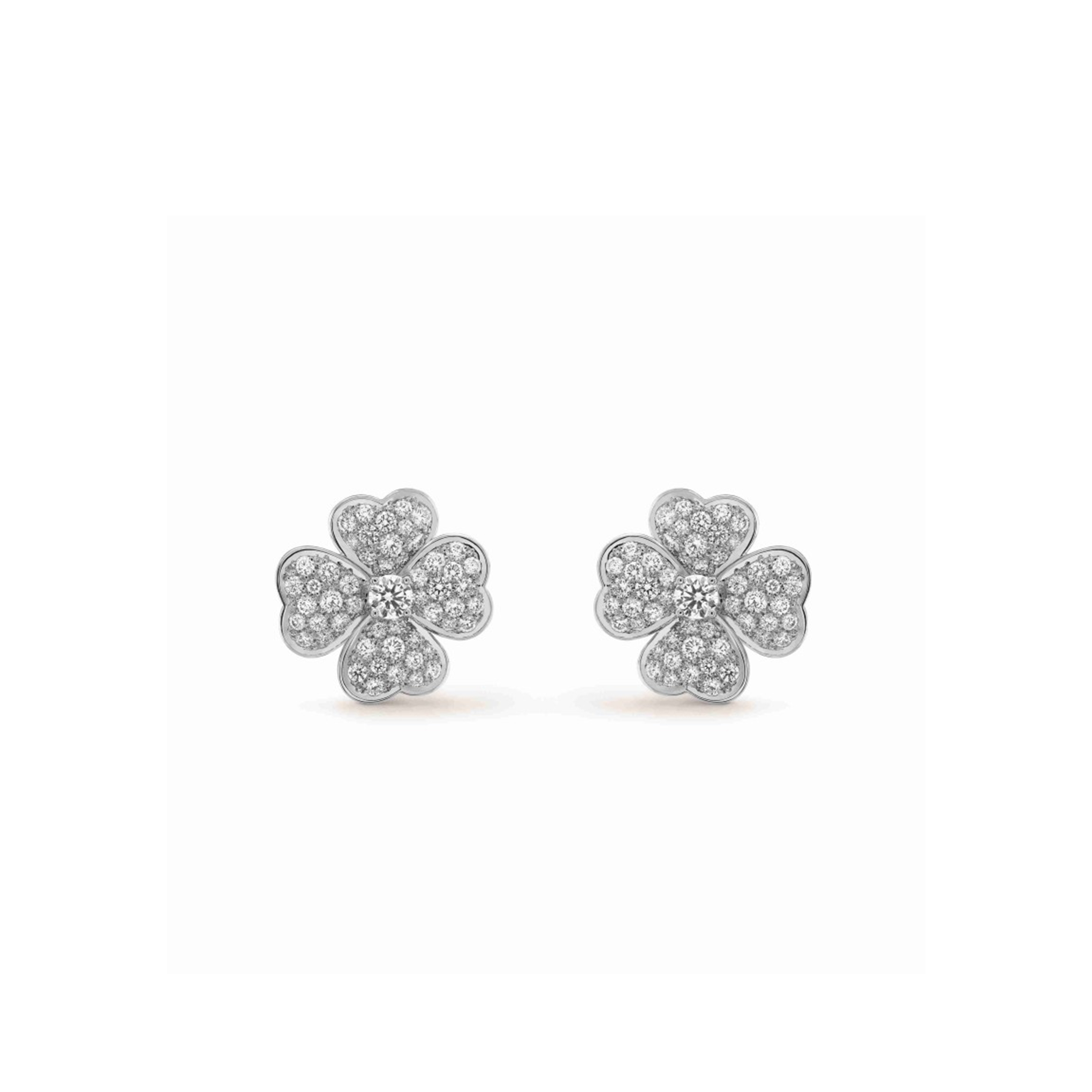 van cleef arpels cosmos earrings, medium model - white gold, Di*m*nd  vcaro68j00